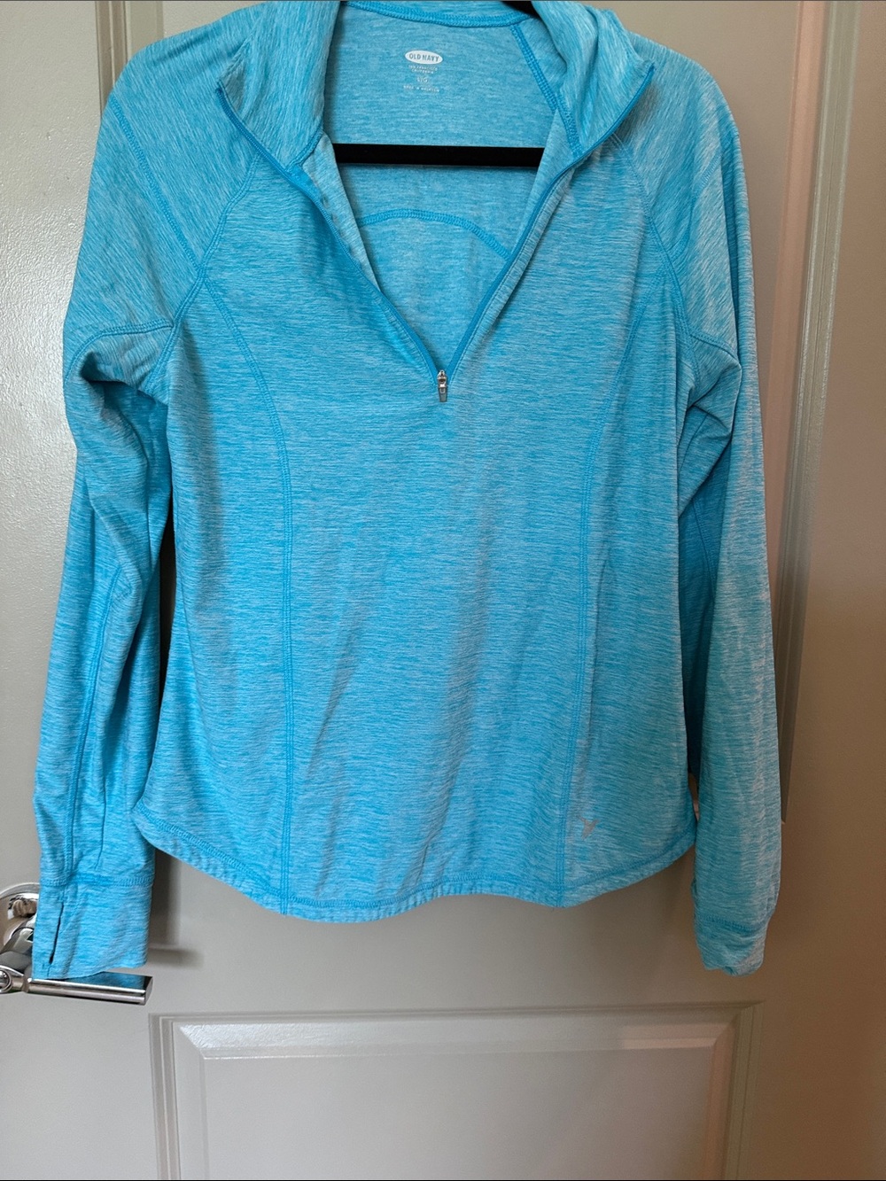 Old Navy Heathered Aqua Quarter-Zip Hoodie Pullover L